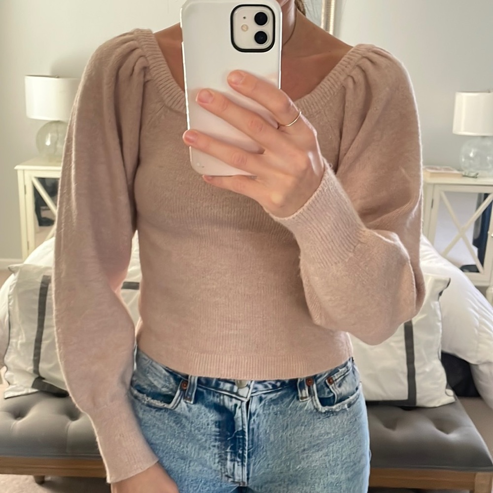 Sweater with Puff Sleeves